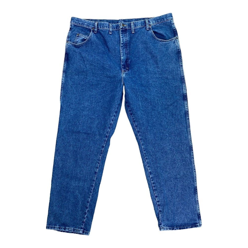 Wrangler Rugged Wear Jeans Mens 48x32 Tag* Straight Dark Wash Denim Work Pants